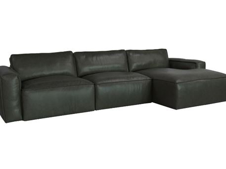 HAZAL - Genuine Green Leather Sectional Sofa 