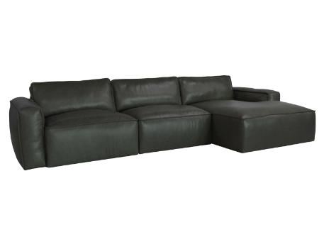 HAZAL - Genuine Green Leather Sectional Sofa 