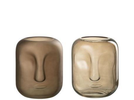 30377 - Brown Glass Face Vase