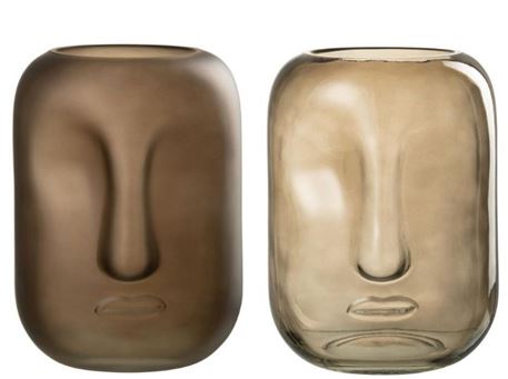 30378 - Brown Glass Face Vase