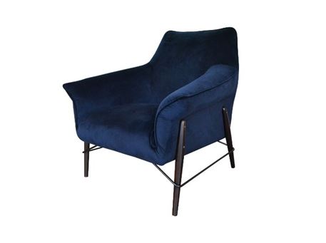 SPIN - Dark Blue Armchair With Wooden Base 
