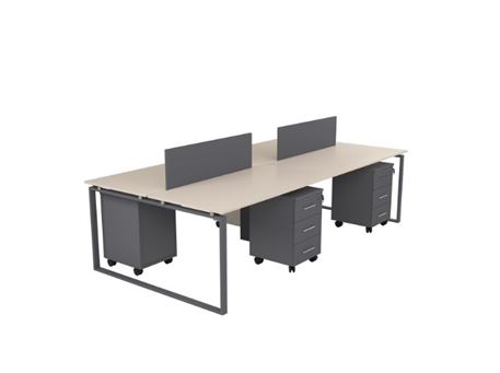GRUS4 - Workstation For 4 Persons With 4 Pedestals