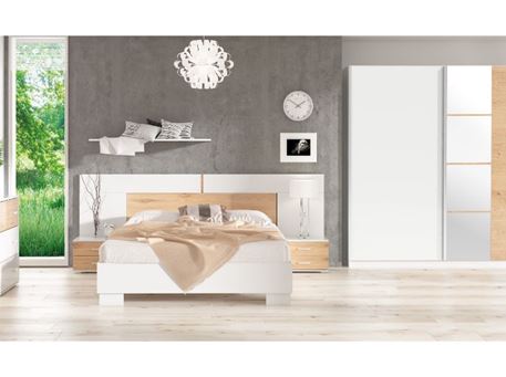 ZYTA - White And Light Oak Bedroom Set