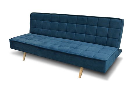 INTERIUM - Blue Modern Design Sofa Bed With Square Stitches