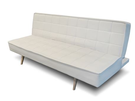 INTERIUM - White Modern Design Sofa Bed With Square Stitches