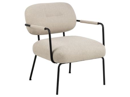 DILLON - Beige Lounge Chair With Metal Base 