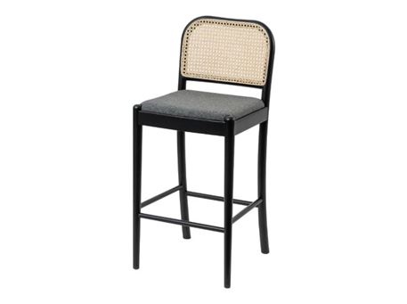 1582C - Black Frame Bar Stool With Grey Seating