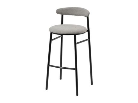 S158B -  Light Grey Velvet Bar Stool With Black Frame