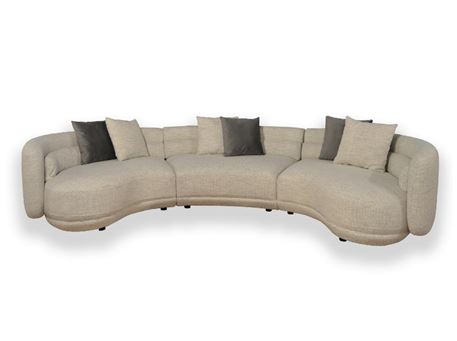 EBONY - Curved Modern Sofa With Grey Cushions