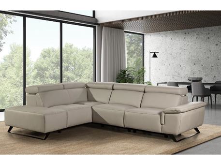 PIETRA - Light Grey Genuine Leather Sectional Sofa