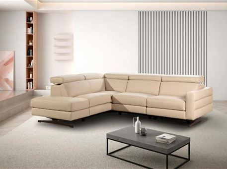 URAL - Greige Genuine Leather Sectional Sofa