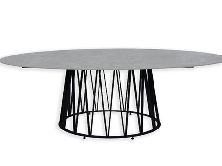 ASHLEY - Oval Ceramic Grey Top Dining Table