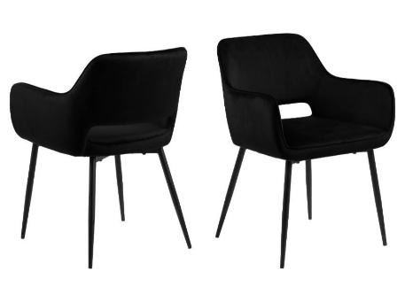 RANJA - Black Fabric Dining Chair With An Open Back 