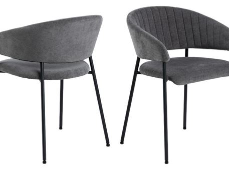 ANN - Dark Grey Dining Chair With Vertical Stitching
