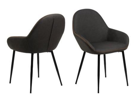 CANDIS - Grey Dining Chair With Orange Stitching