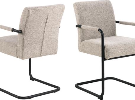 ADELE - Beige Dining Chair With Armrest 