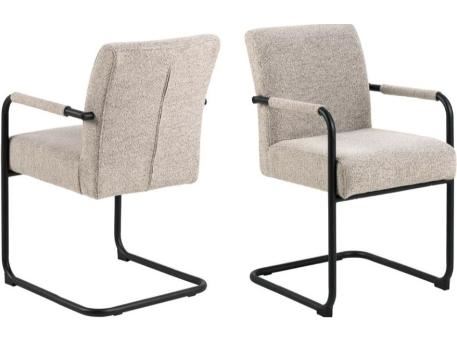 ADELE - Beige Dining Chair With Armrest 