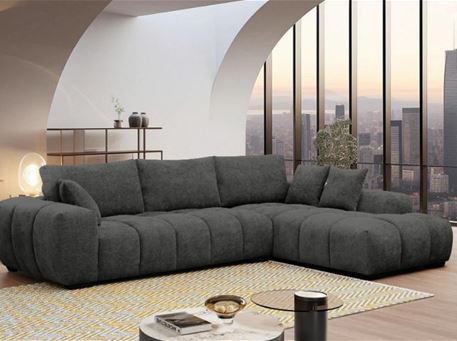 MALIBU - Dark Grey Modern Sectional Sofa With Square Stitching