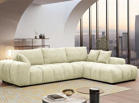 MALIBU - Off-White Modern Sectional Sofa With Square Stitching