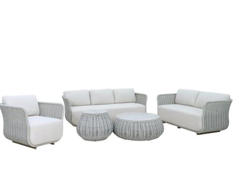 SUNDOWN - Grey Outdoor Lounge Set With Beige Linen