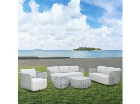 SUNDOWN - Grey Outdoor Lounge Set With Beige Linen