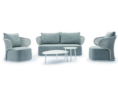TOSCANA - Grey Outdoor Living Set With 2 Tables