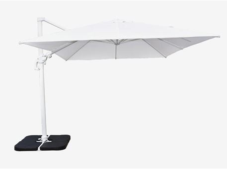 UMBREL-59356 - White Frame Umbrella With White Fabric With Granite Base