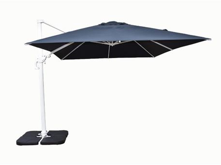 UMBREL-59358 - White Frame Umbrella With Dark Grey Fabric And Granite Base
