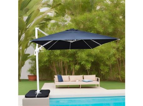 UMBREL-59358 - White Frame Umbrella With Dark Grey Fabric And Granite Base