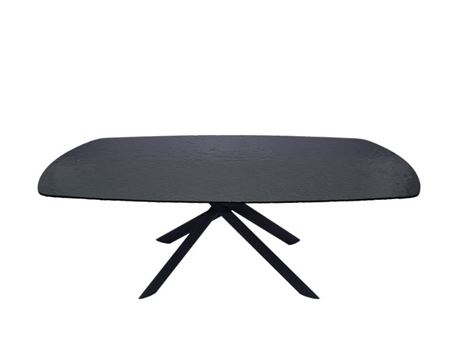SERENE - Black Rectangular Patterned Glass Dining Table