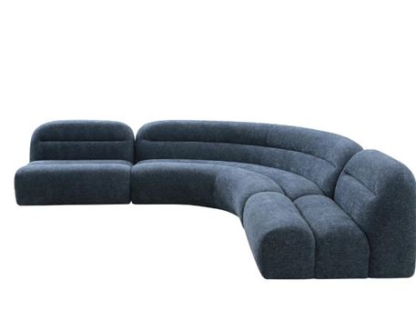PILE - Blue Modern Sectional Sofa With Armless Chair 