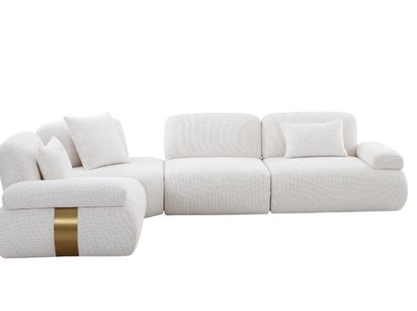 CLOUD - Off-White Modern Sectional Sofa with Armless Chair