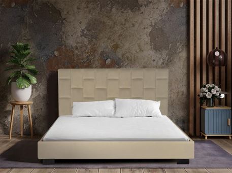 SOUL - Beige Velvet King Size Upholstered Bed