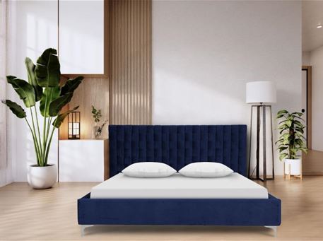 SYNERGY - Navy Blue Velvet King Size Bed