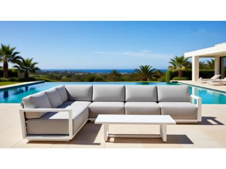 COASTAL - White Aluminum Outdoor Sectional Sofa Set