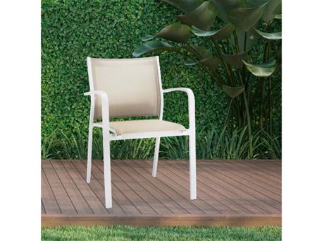 858SC1 - Light Brown Aluminum Outdoor Dining Chair