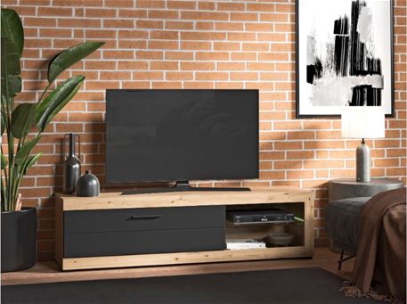 REMO - Oak and Black TV Unit