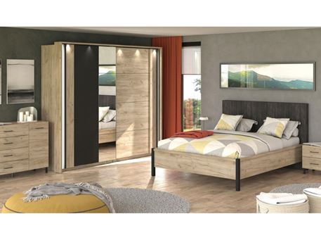 EDESA - Oak Colored Double Bedroom Set