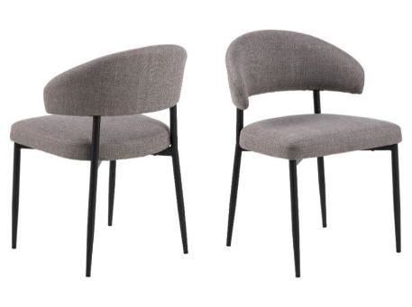 EDINA - Grey and brown fabric dining chair.