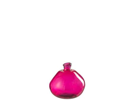 42254 - Glass bubble shaped vase fuschia  colored