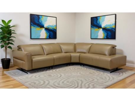 CLUTCH - Grey leather sectional sofa.
