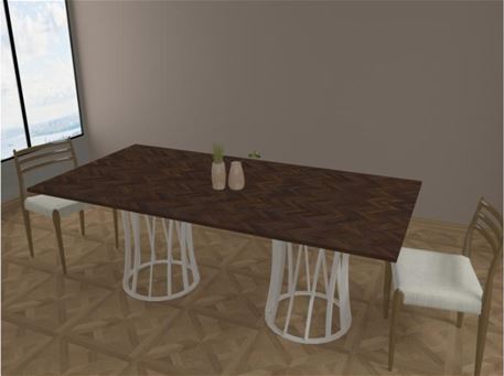 PURPOSE - Dining table, with wooden top.