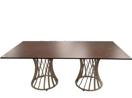 PURPOSE - Dining table, with wooden top.