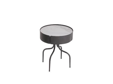 0240A - Modern side table with ceramic top and drawer.