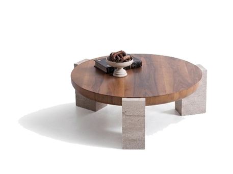 674 - Walnut and travertine center 
