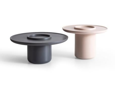 716 - Grey and cream colored table set.