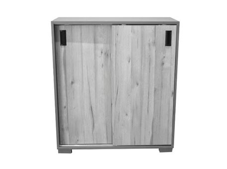 GLIDE - grey colored shoe cabinet, with sliding door 
