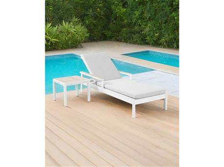 CAYMAN - White sun lounger with side table.