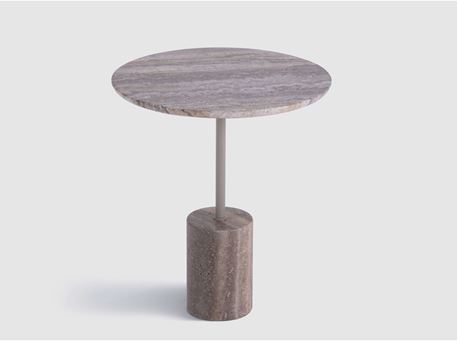 VENTURE - Round travertine side table.
