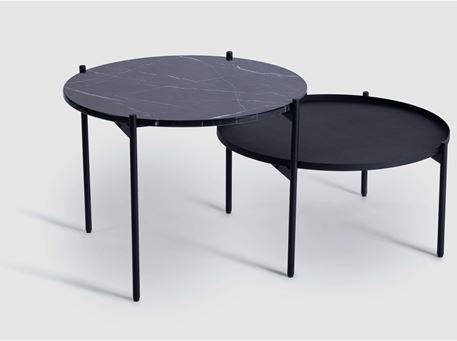 LOTAS - Black marble and steel coffee table.